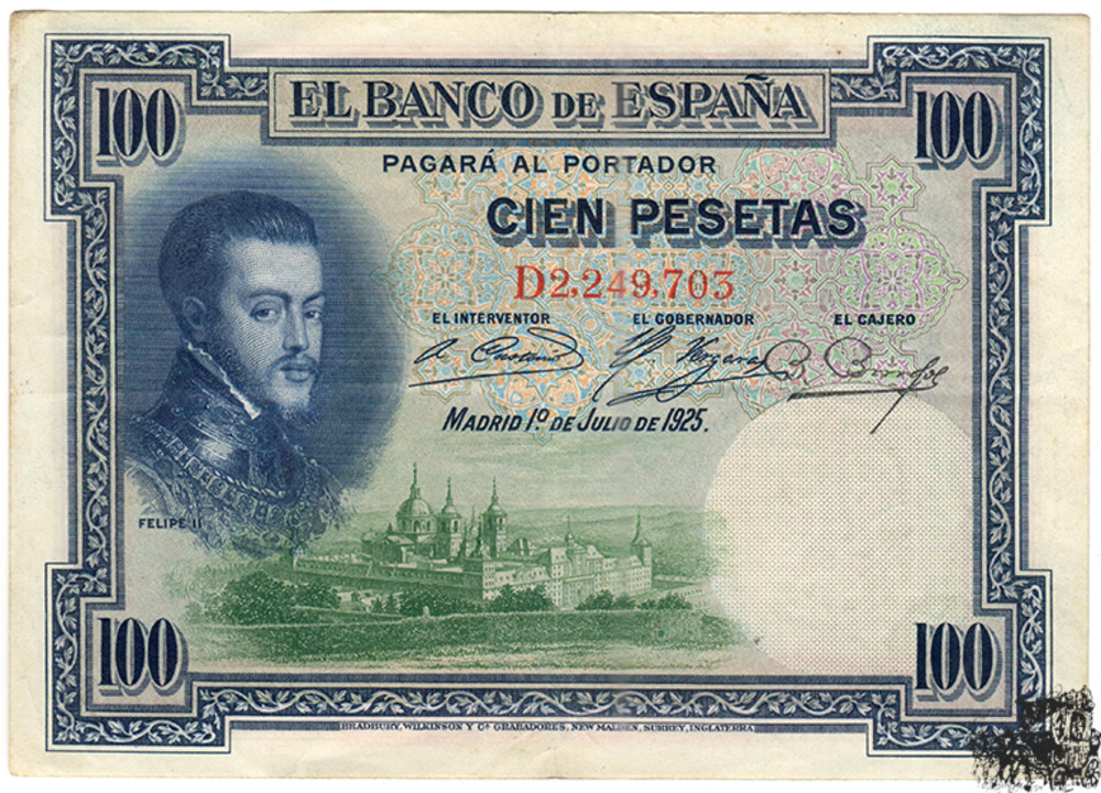 100 Pesetas 1925 Spanien - sehr schön