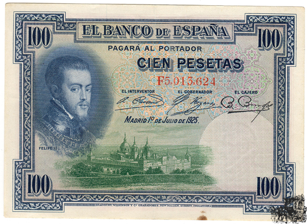 100 Pesetas 1925 Spanien - sehr schön