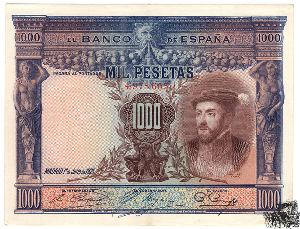 1000 Pesetas 1925 Spanien - vorzüglich
