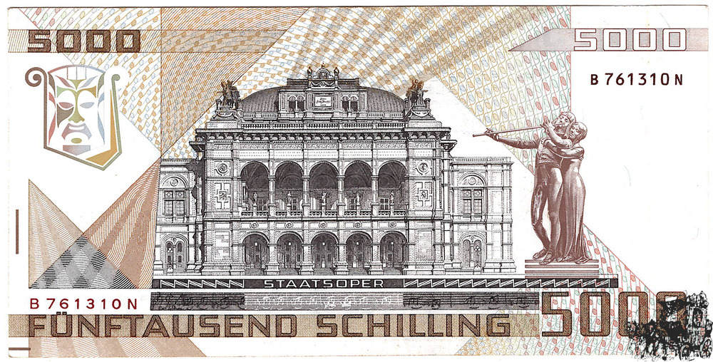 5000 Schilling 1988 - 2.Republik - vorzüglich-