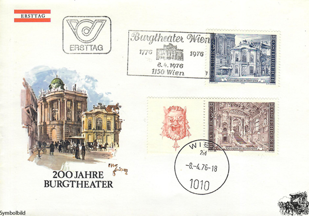 Österreich FDC 1976 - 3 S - 200 Jahre Burgtheater - Satz (2 W.)
