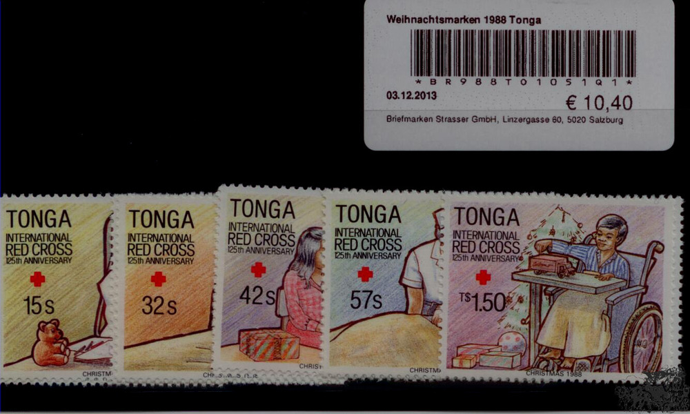 Weihnachtsmarken 1988 Tonga