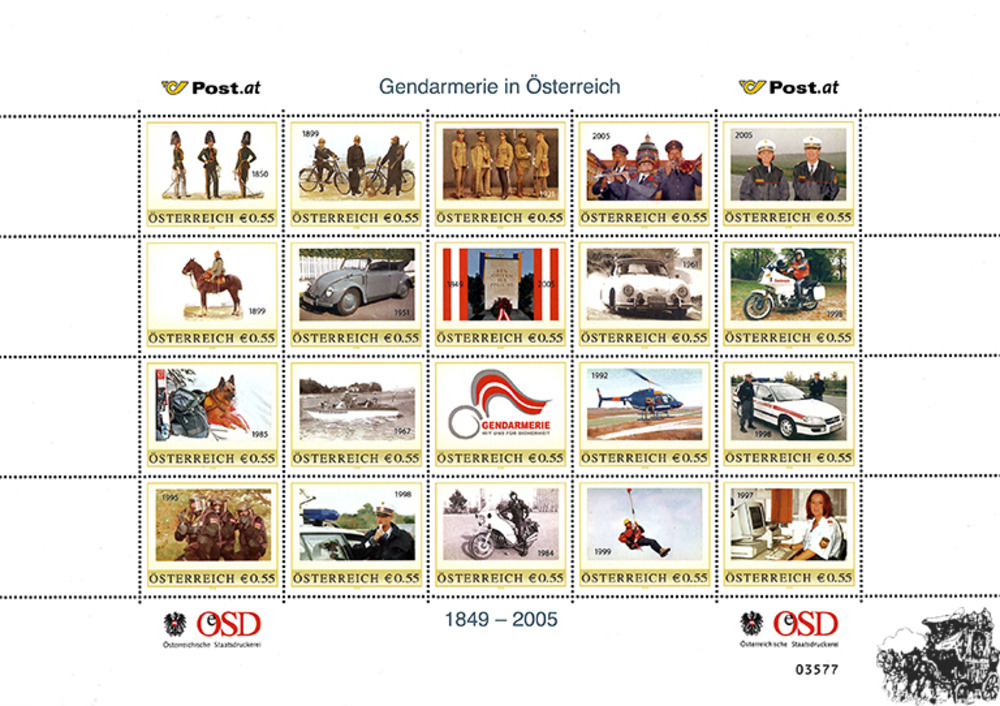 Marken.Edition 20 “Gendarmerie in Österreich“ - Österreich Klbg mit personalisierten Marken 