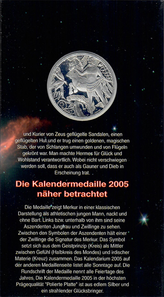 Kalendermedaille 2005 - Merkur