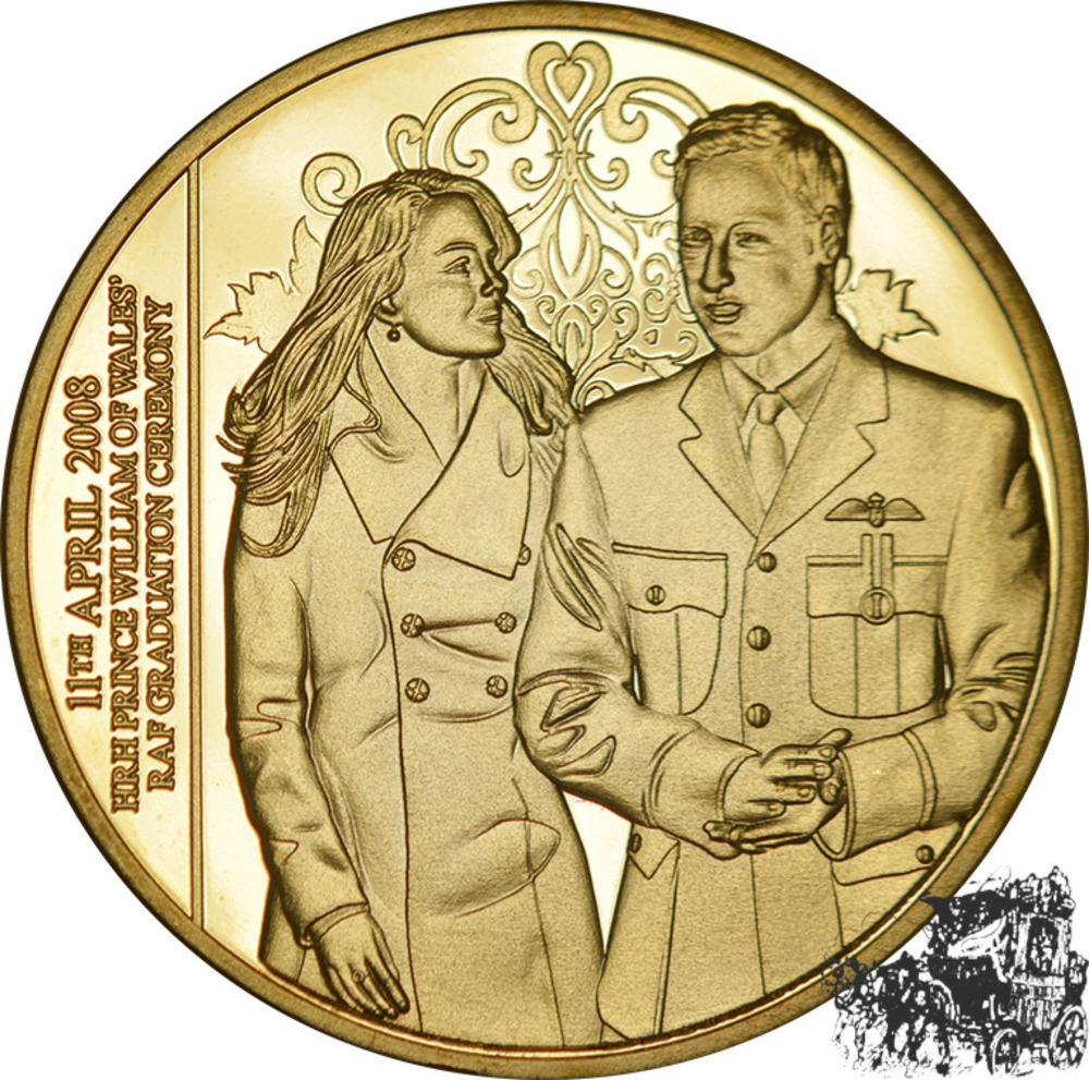 The Royals 2008- Prinz William RAF Graduation, Medaille, PP. vergoldet