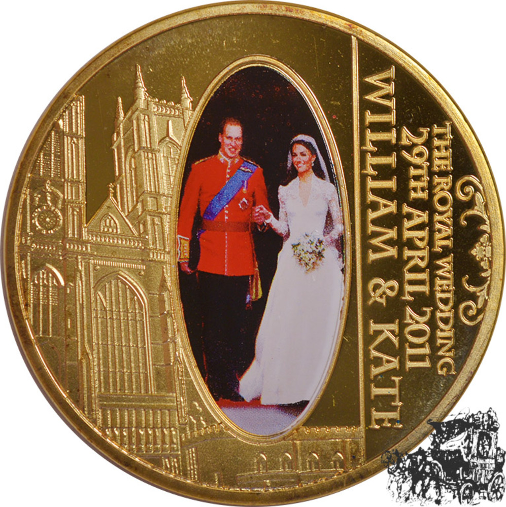 The Royal Wedding 29. April 2011 - Die königliche Hochzeit, Medaille, PP. vergoldet
