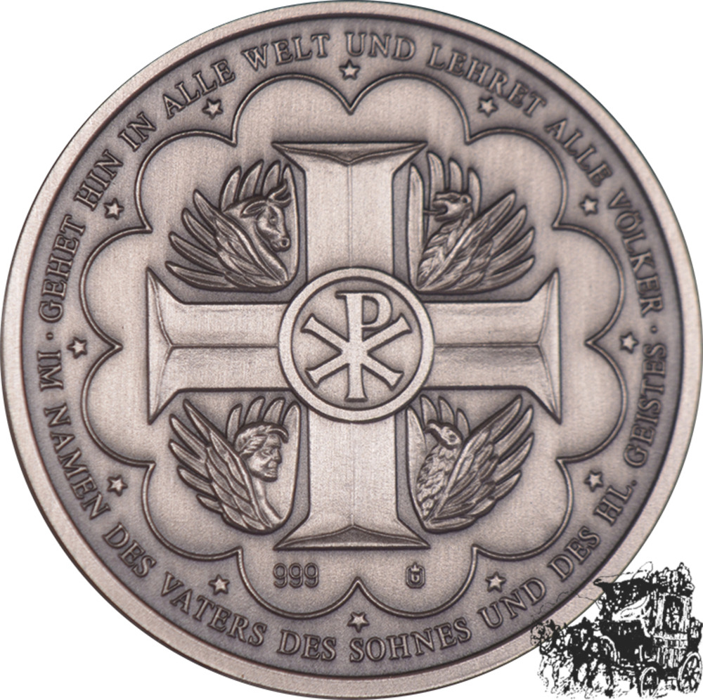 AR-Medaille - Hl. Katharina, Serie: “Die Geschichte des Christentums“, handpatiniert,