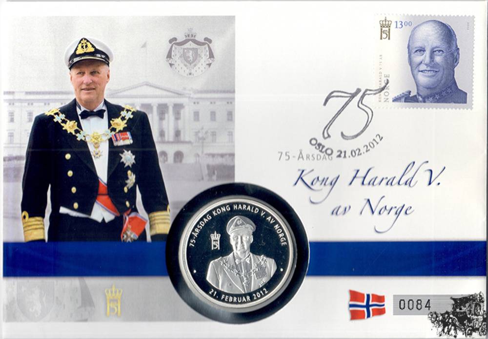 Numisbrief Norwegen - 75.Geburtstag von König Harald V.