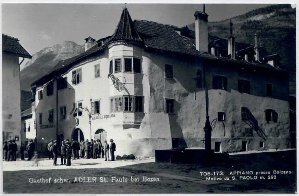 St.Pauls bei Bozen (S.Paolo), Gasthof schwarzer Adler, gelaufen 1958