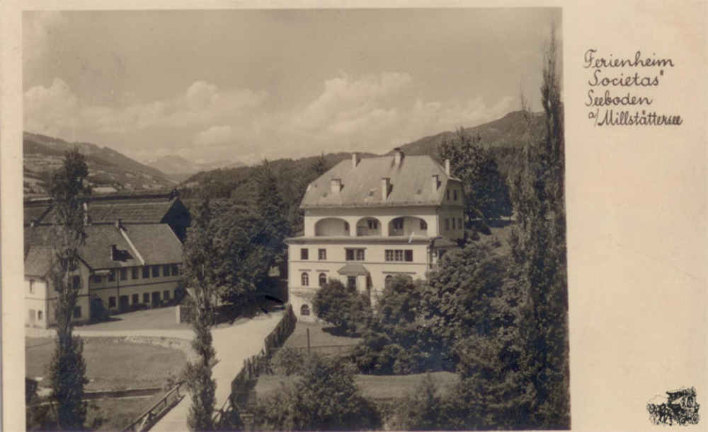 Ansichtskarte Seeboden/Millstättersee Ferienheim Societas, gelaufen 1937 Ansichtskarte Seeboden/Millstättersee Ferienheim Societas, gelaufen 1937