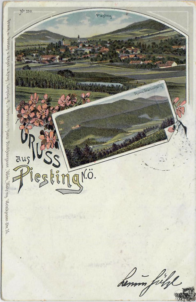 Ansichtskarte Piesting, Farblitho, gelaufen 1898