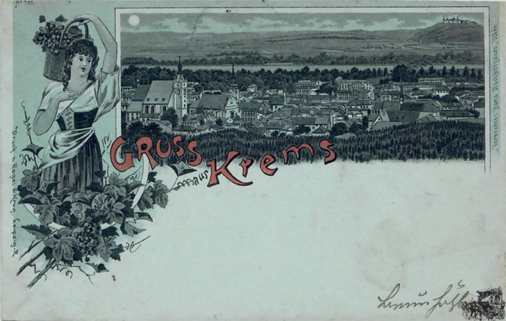 Ansichtskarte Krems an der Donau, Mondschein-Litho, gelaufen 1909