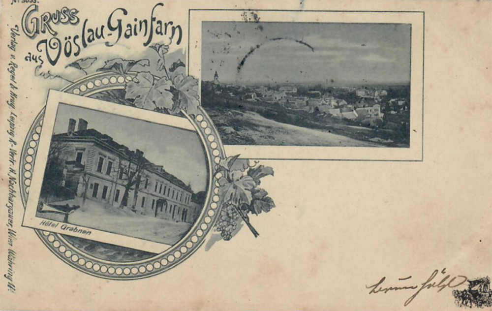 Ansichtskarte Vöslau-Gainfarn, Hotel Grabner, gelaufen 1898