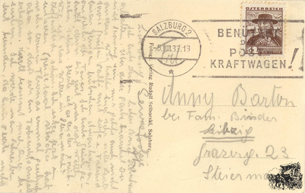 Postkarte: Salzburg - Pension Villa Hellbrunn