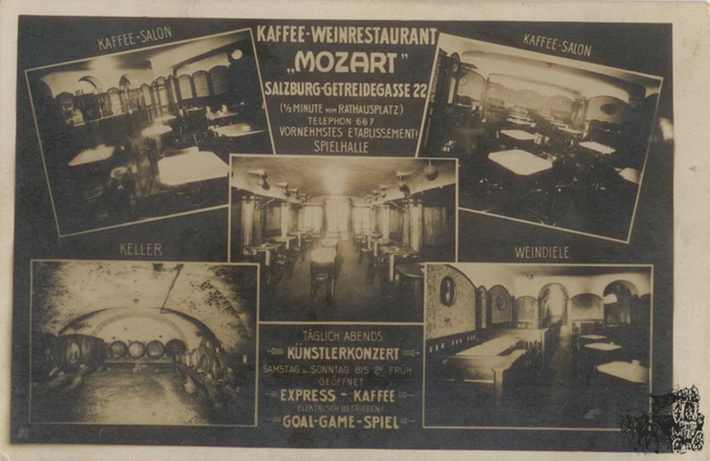 Postkarte: Salzburg - Kaffee Mozart Postkarte: Salzburg - Kaffee Mozart