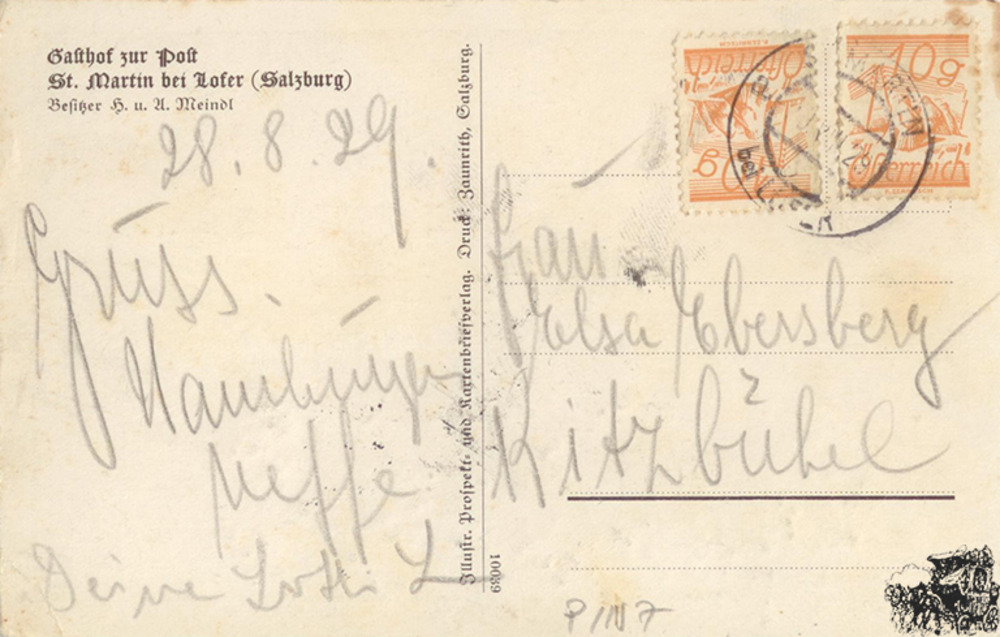 Postkarte: St. Martin bei Lofer - Gasthof zur Post Postkarte: St. Martin bei Lofer - Gasthof zur Post