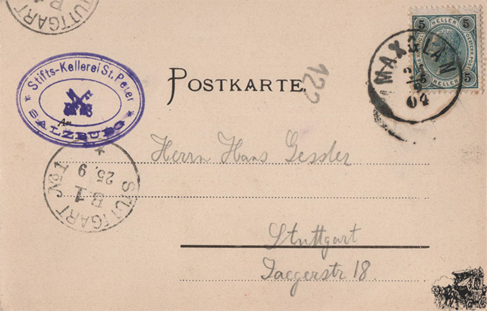 Postkarte: Salzburg - Peterskeller Postkarte: Salzburg - Peterskeller