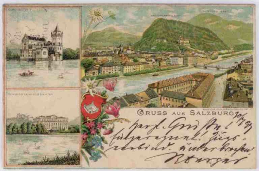 Gruss aus Salzburg, Farblitho 1897 Gruss aus Salzburg, Farblitho 1897
