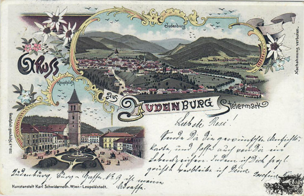 Ansichtskarte Judenburg Steiermark, Farblitho, gelaufen 1897