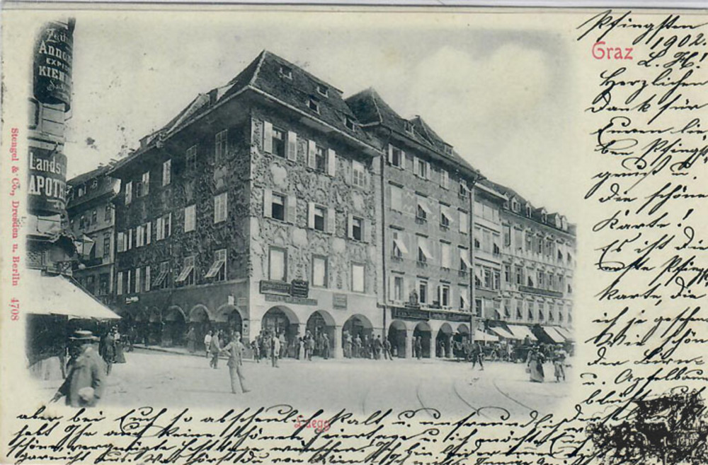 Ansichtskarte Graz, Platzansicht Luegg, gelaufen 1902