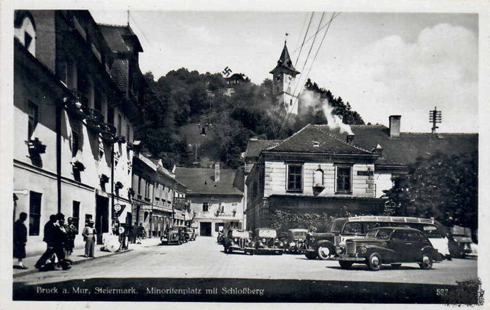 Ansichtskarte Bruck an der Mur, Minoritenplatz 1942