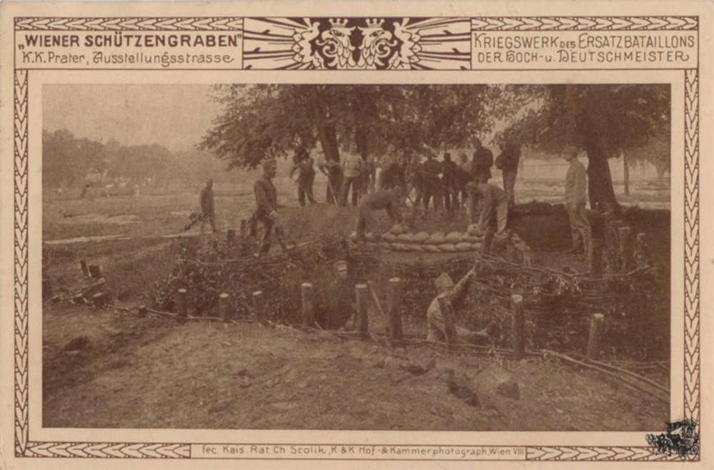 Ansichtskarte Wien Schützengraben Kriegswerk der Hoch-und Deutschmeister 1915