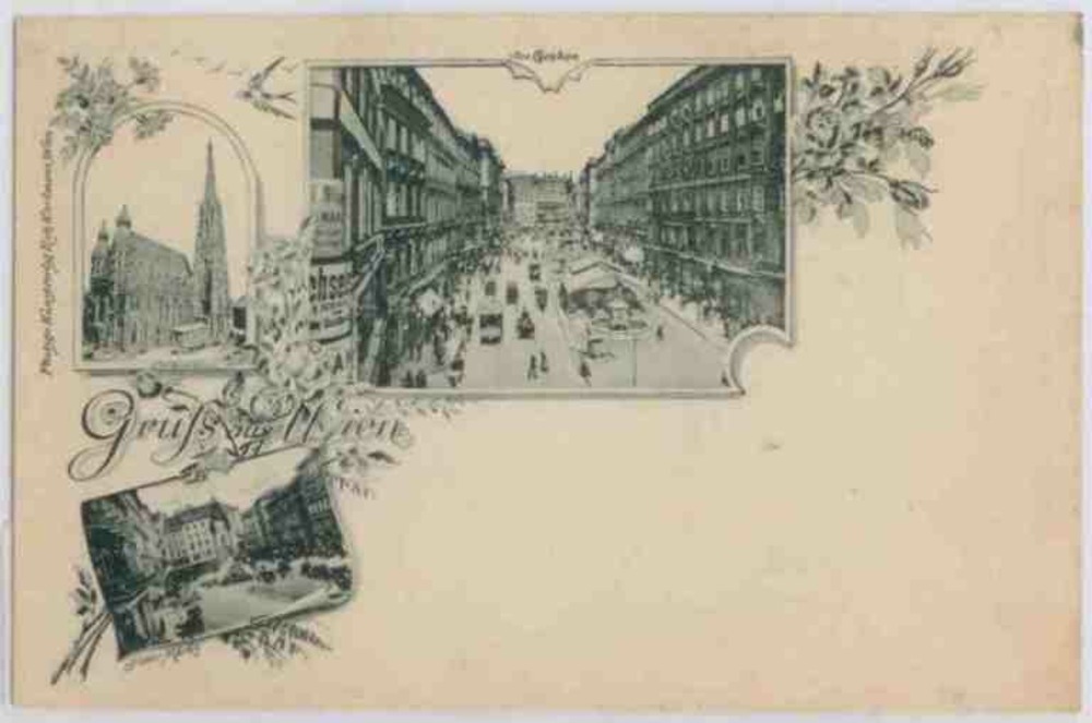 Gruss aus Wien, u.a. Am Graben, Litho ca.1895 Gruss aus Wien, u.a. Am Graben, Litho ca.1895