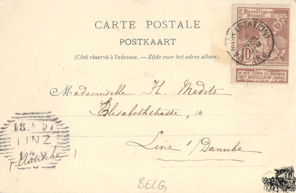 Postkarte: Belgien - Exposition Internationale de Bruxelles 1897 Postkarte: Belgien - Exposition Internationale de Bruxelles 1897