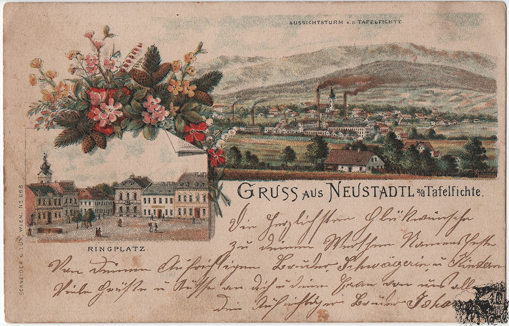Ansichtskarte Gruss aus Neustadtl a. d. Tafelfichte Ansichtskarte Gruss aus Neustadtl a. d. Tafelfichte
