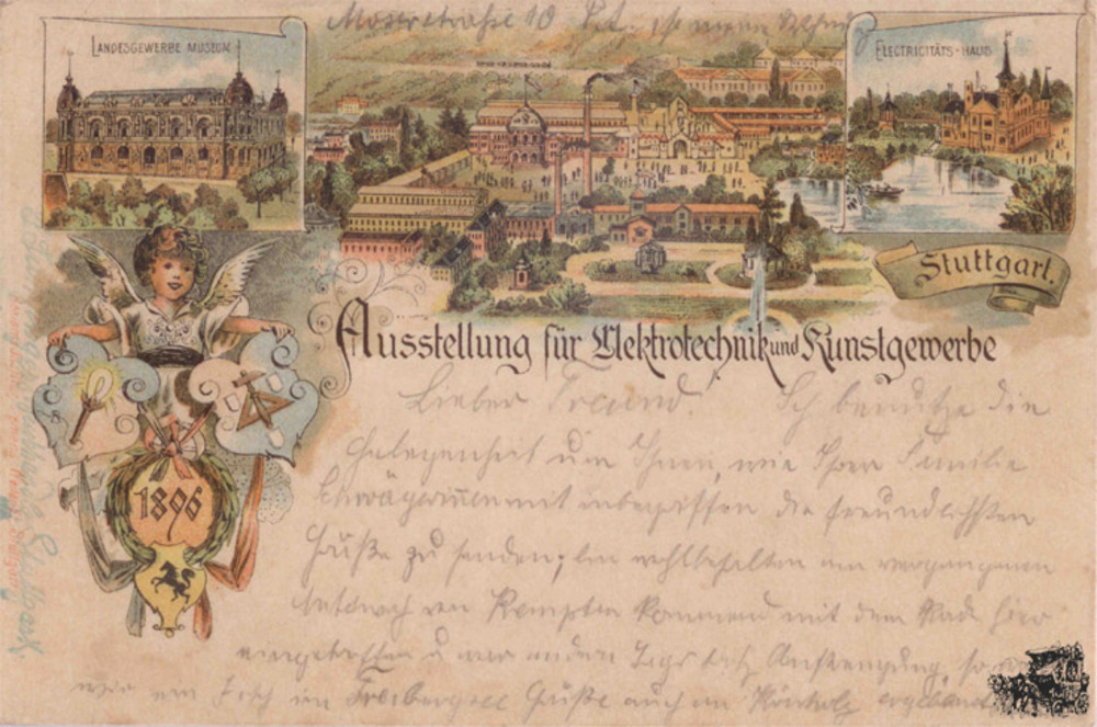 Ansichtskarte Farblitho Stuttgart Ausstellung Elektrotechnik & Kunstgewerbe 1896 Ansichtskarte Farblitho Stuttgart Ausstellung Elektrotechnik & Kunstgewerbe 1896