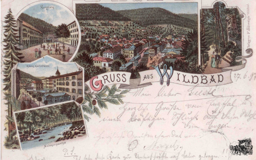 Ansichtskarte Farblitho Wildbad 1897 Ansichtskarte Farblitho Wildbad 1897