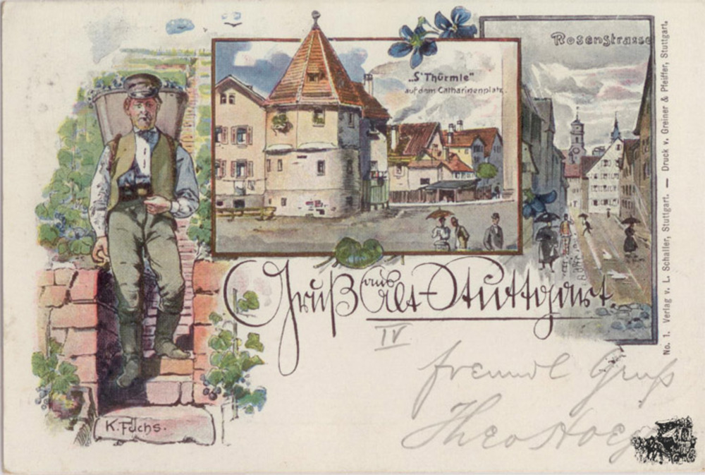 Ansichtskarte Farblitho Alt-Stuttgart 1897