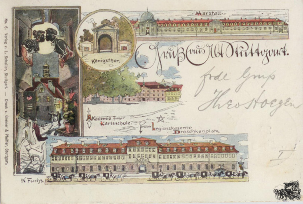 Ansichtskarte Farblitho Alt-Stuttgart 1897 Ansichtskarte Farblitho Alt-Stuttgart 1897