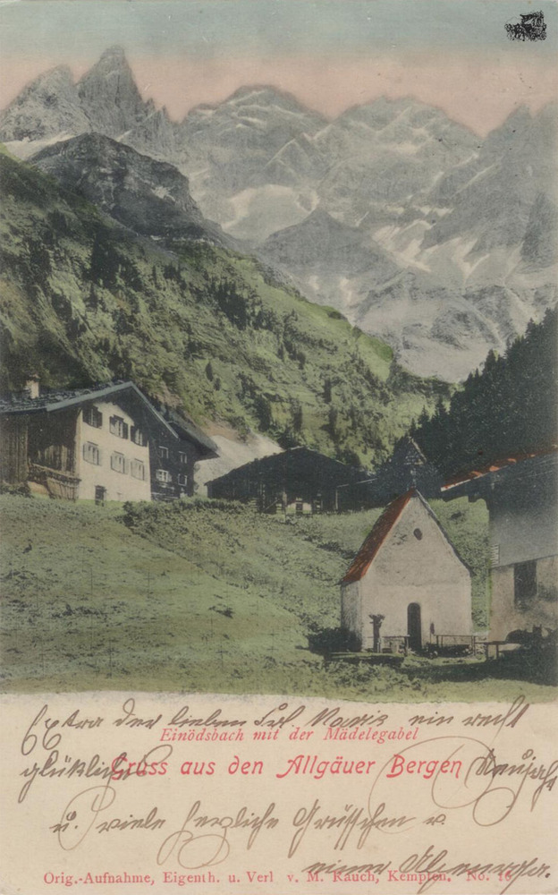 Ansichtskarte Einödsbach bei Oberstdorf i. Allgäu 1902 Ansichtskarte Einödsbach bei Oberstdorf i. Allgäu 1902