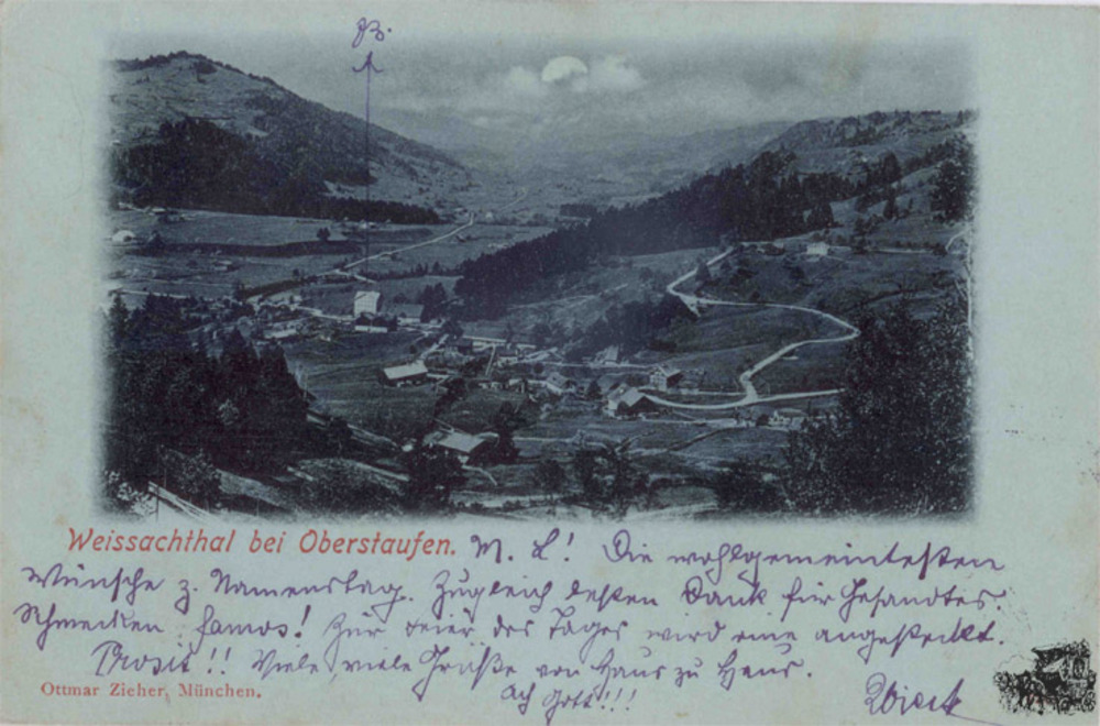 Ansichtskarte Weissachthal bei Oberstaufen 1899 Ansichtskarte Weissachthal bei Oberstaufen 1899