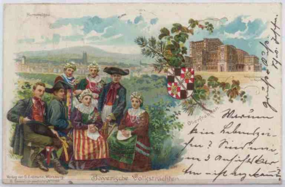 Ansichtskarte Hummelgau, Bayreuth, Volkstrachten, Farblitho 1899