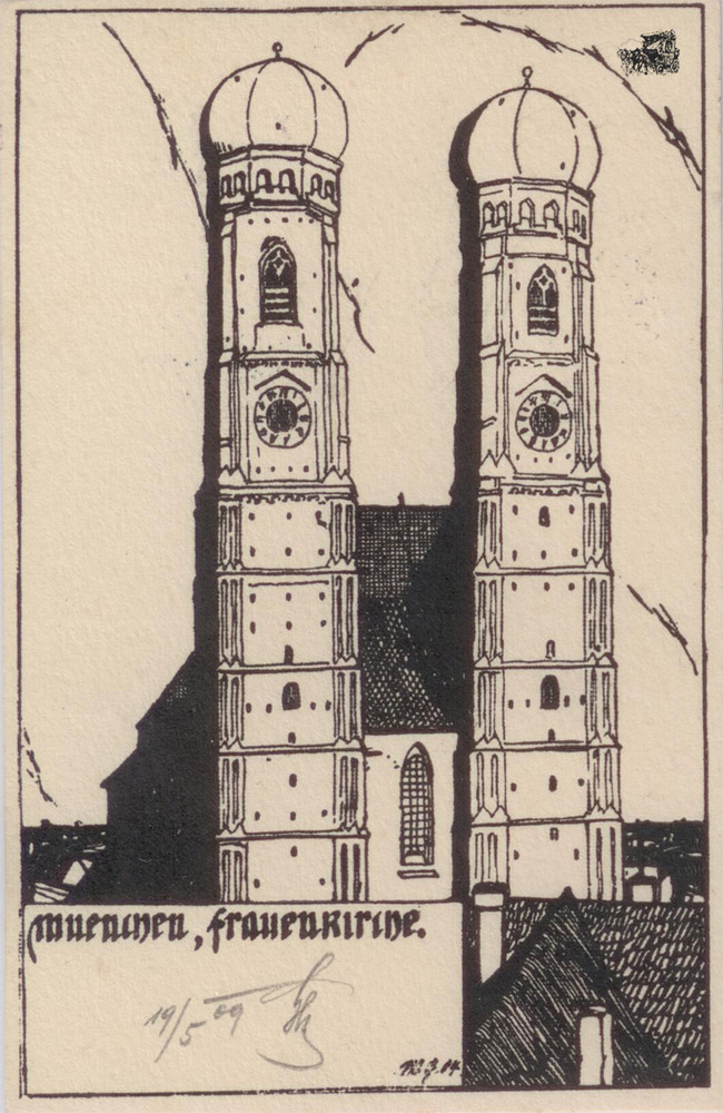Ansichtskarte, Künstlerkarte München Frauenkirche 1909