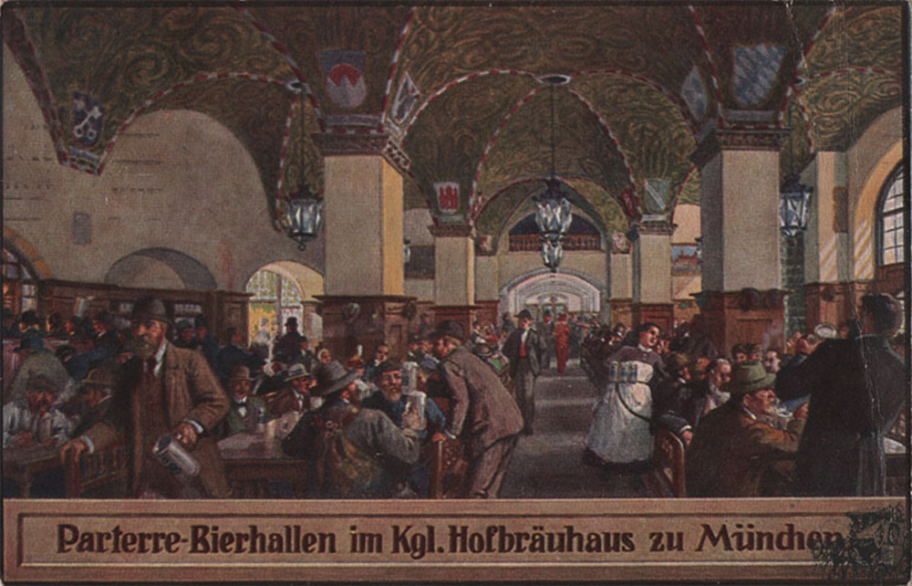 Ansichtskarte Parterre-Bierhallen im Kgl. Hofbräuhaus zu München Ansichtskarte Parterre-Bierhallen im Kgl. Hofbräuhaus zu München