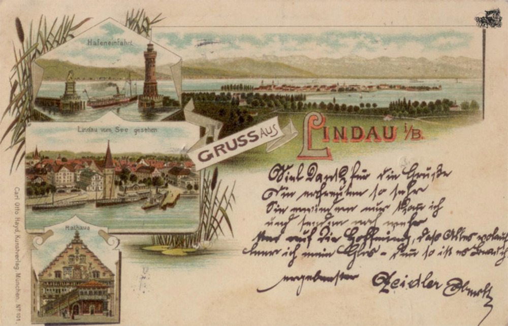 Ansichtskarte Farblitho Lindau i. Bodensee 1896