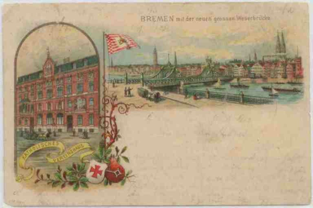 Ansichtskarte Bremen, Farblitho, gelaufen 1902