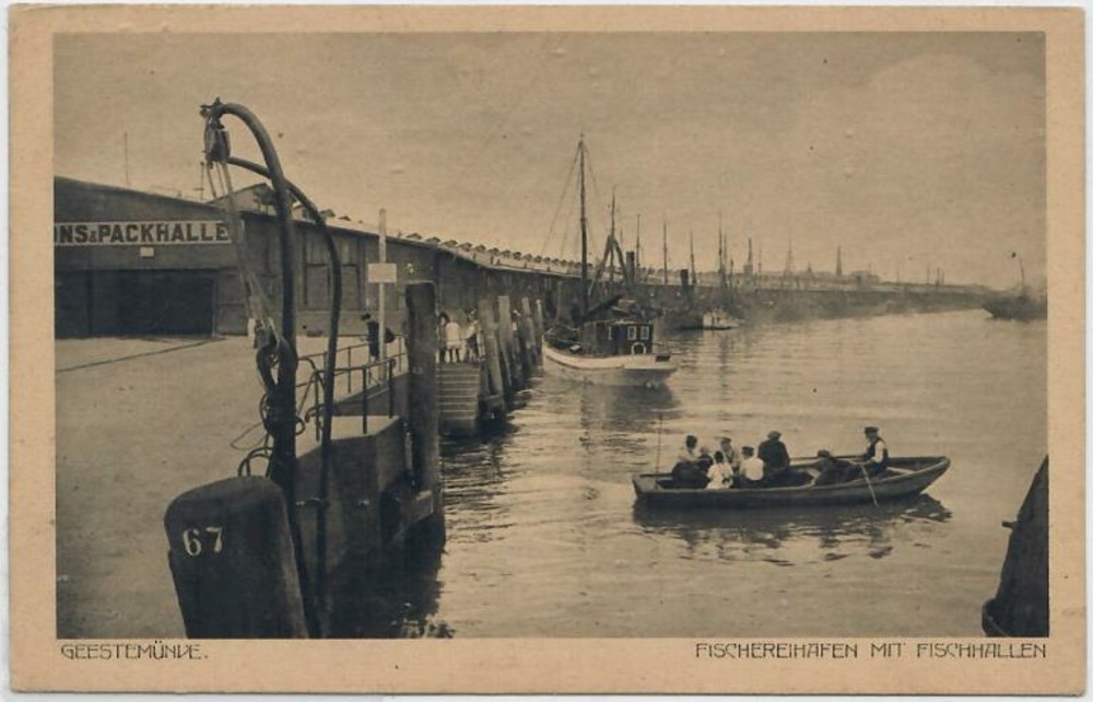 Ansichtskarte Bremerhaven-Geestemünde (Land Bremen), Fischhallen, ungelaufen, datiert 1944
