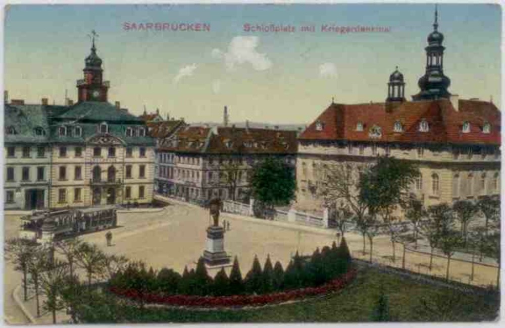 Ansichtskarte Saarbrücken, Schloßplatz, gelaufen 1912