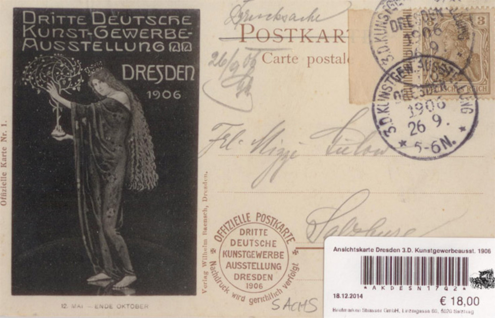 Ansichtskarte Dresden 3.Deutsche Kunstgewerbeausstellung 1906