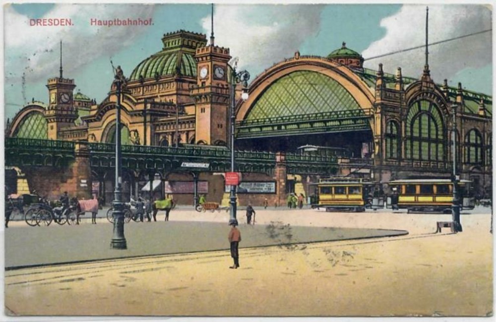 Ansichtskarte Dresden Hauptbahnhof, gelaufen 1910