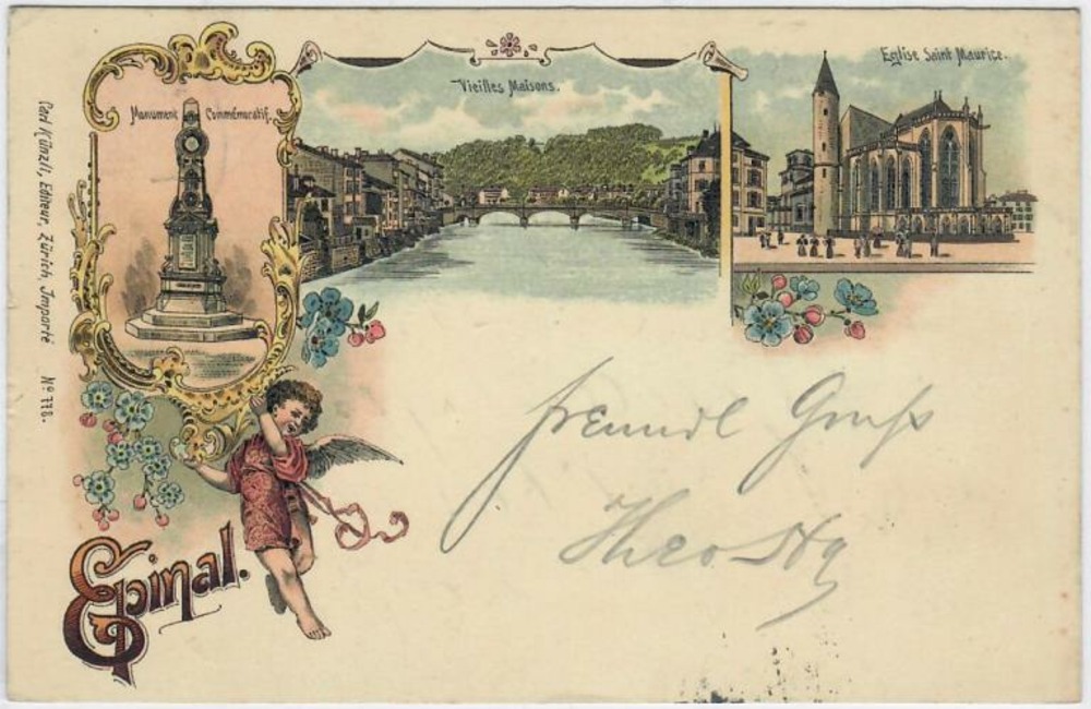 Ansichtskarte Epinal, Farblitho, gelaufen 1897