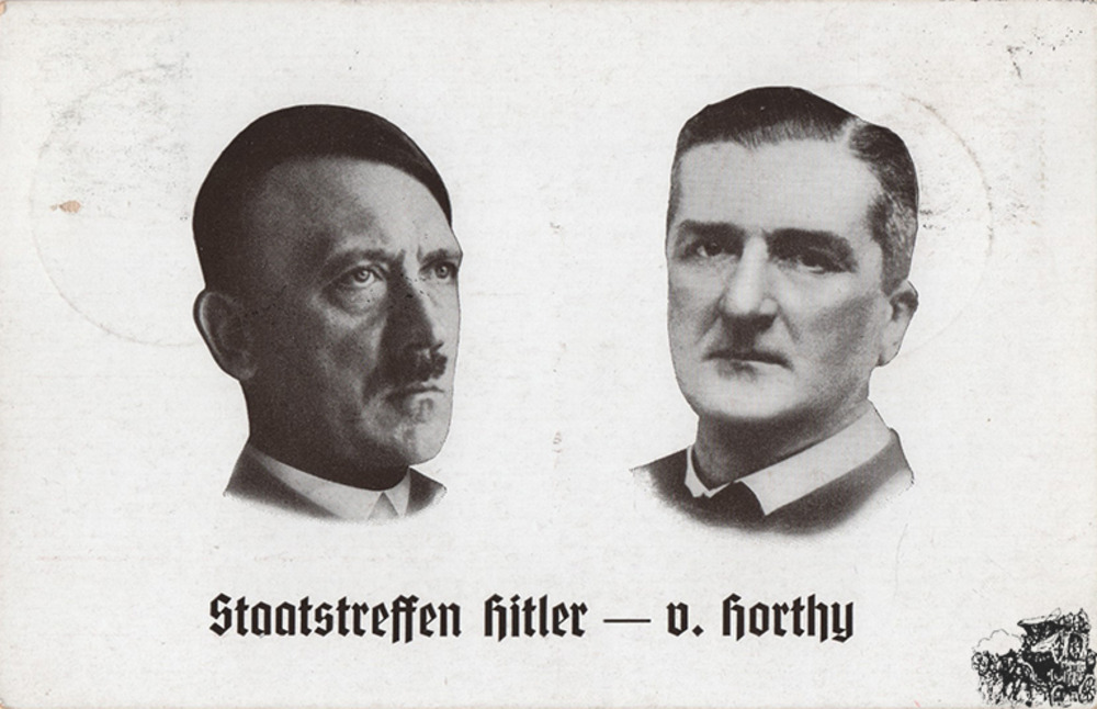 Postkarte: Staatstreffen Hitler - v. Horthy