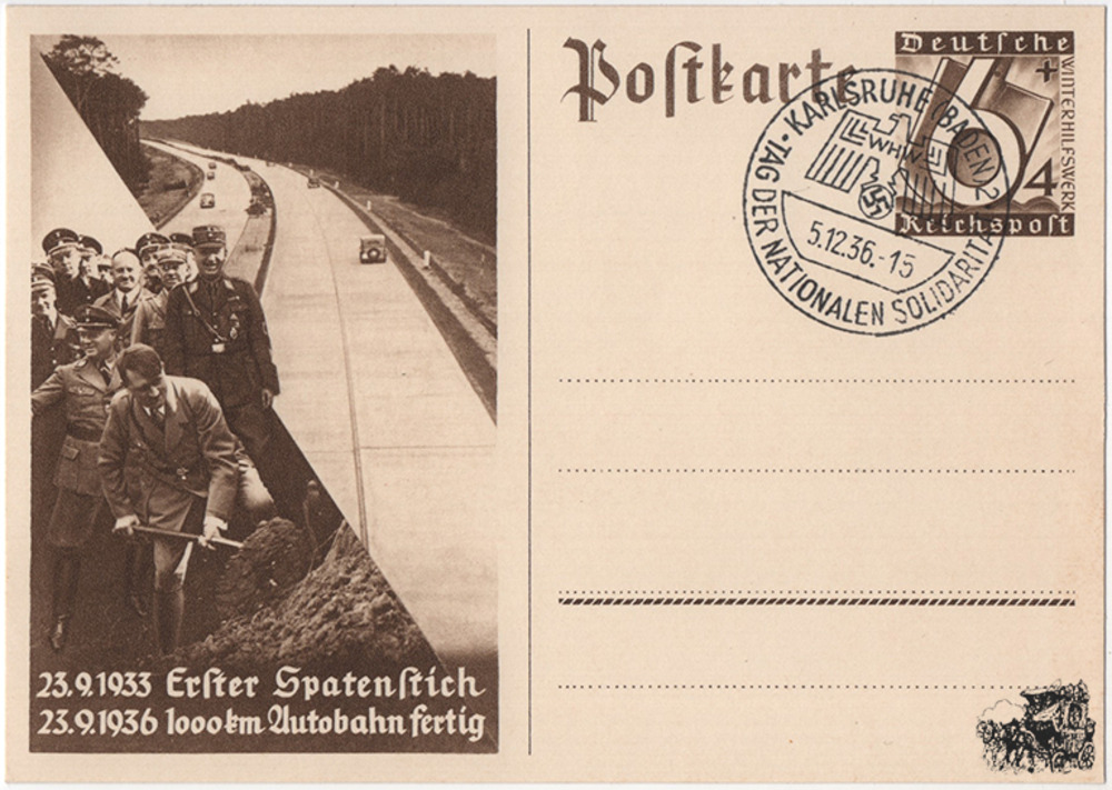 Postkarte: Erster Spatenstich - 1000km Autobahn fertig