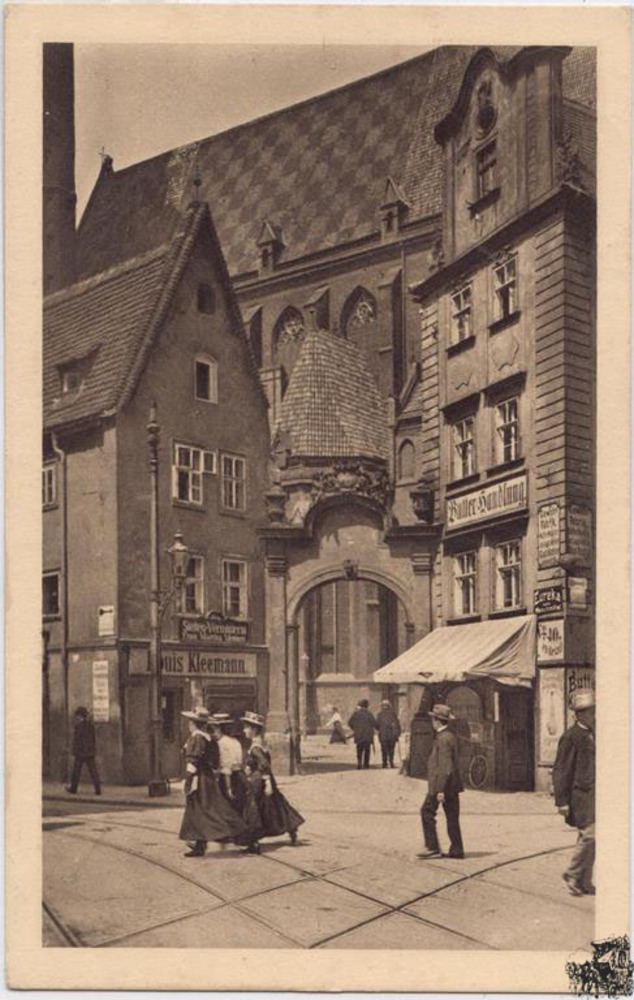 Ansichtskarte Breslau, Oder- Ecke Nikolaistraße, gelaufen 1913