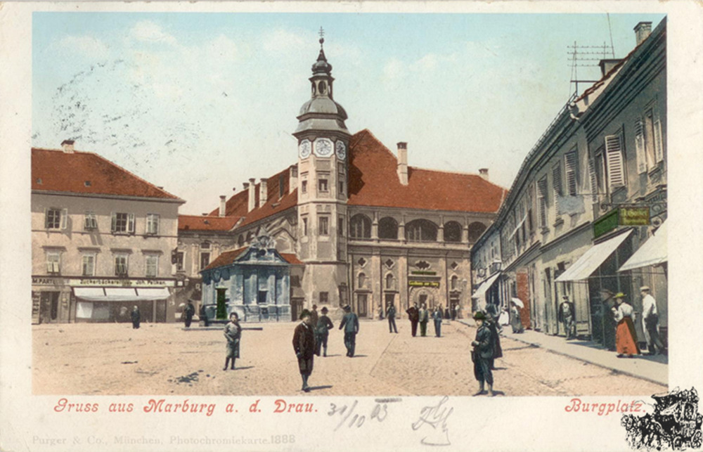 Ansichtskarte Gruss aus Marburg a. d. Drau - Burgplatz Ansichtskarte Gruss aus Marburg a. d. Drau - Burgplatz