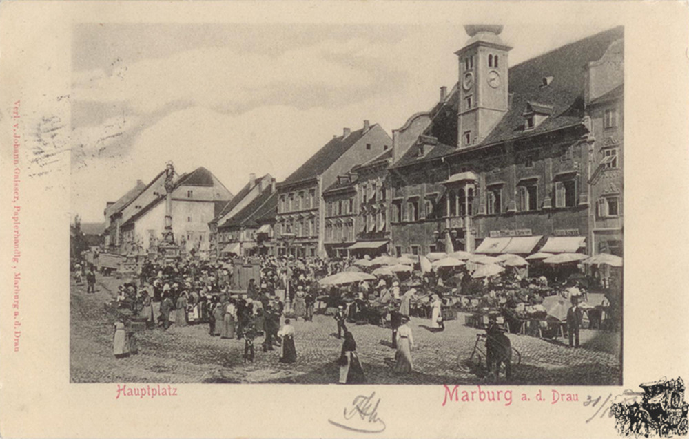 Ansichtskarte Marburg a. d. Drau - Hauptplatz Ansichtskarte Marburg a. d. Drau - Hauptplatz